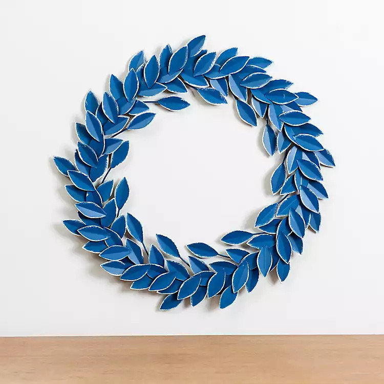 New!Navy Metal Olive Leaf Wreath | Kirkland's Home