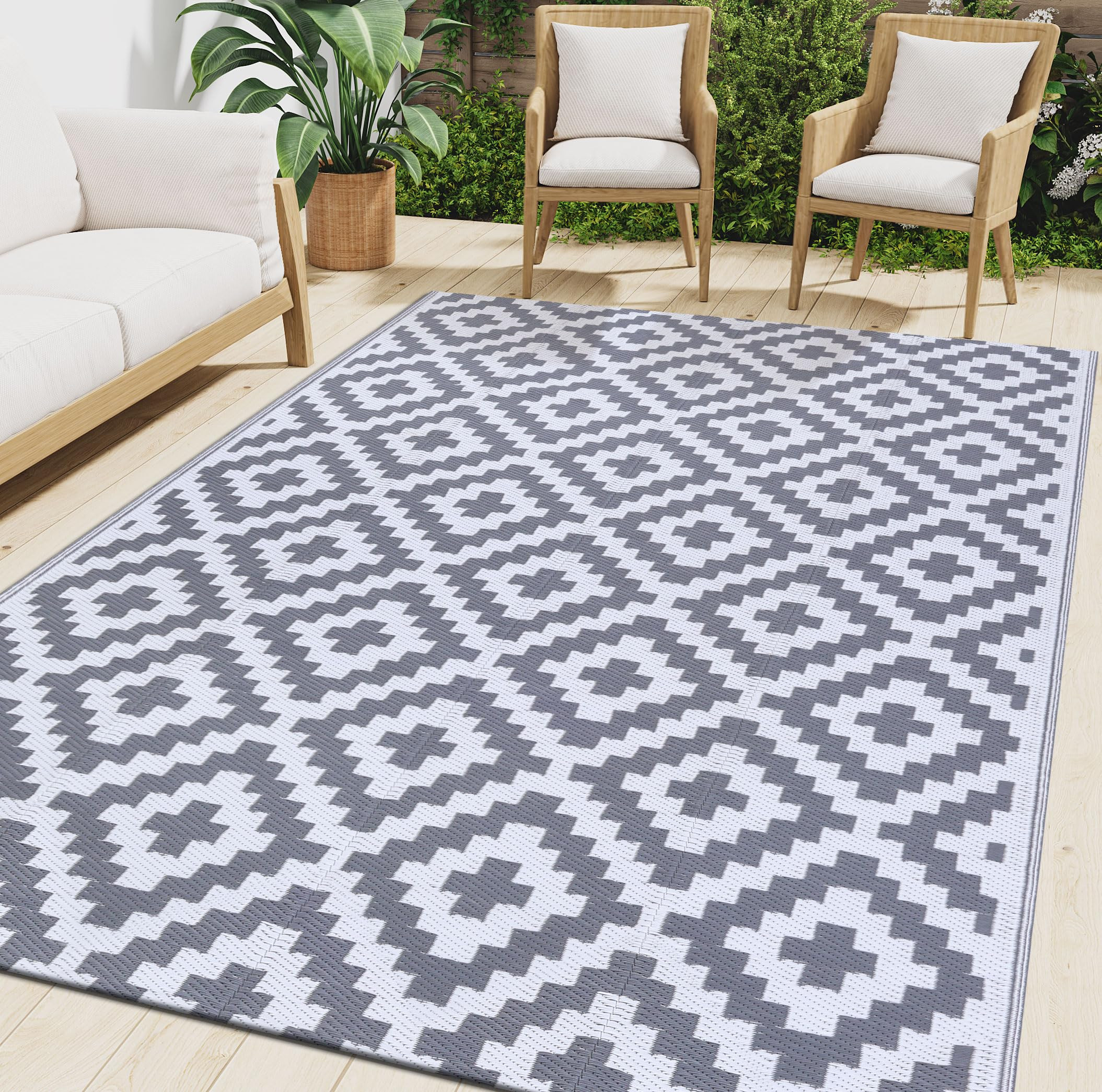 Smiry Waterproof Outdoor Rug 8x10 ft, Reversible Plastic Straw Patio Camping Rugs, Outdoor Indoor... | Amazon (US)