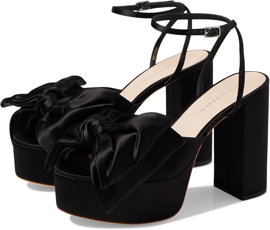 Loeffler Randall Kiki Bow Platform Heels for Women - Viscose and Silk Upper - Bovine Leather Outs... | Amazon (US)