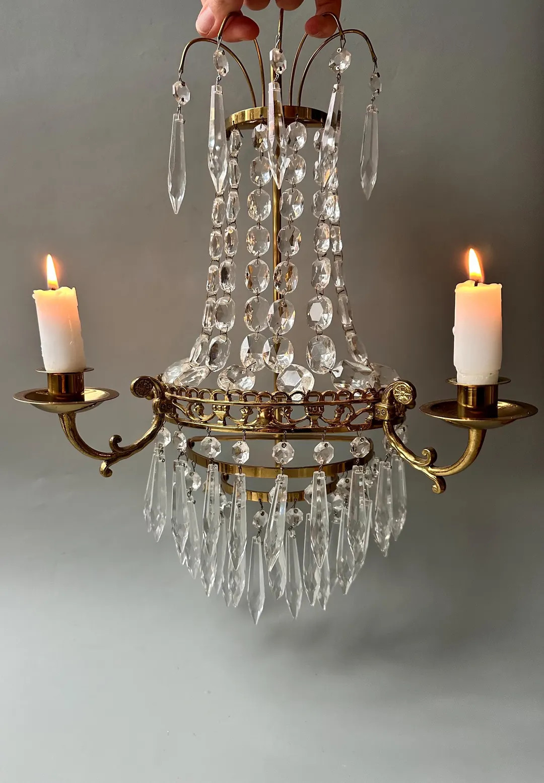 Vintage Crystal and Brass Wall Sconce / Candelabra / Ornate Candlestick Holder / Home Decor / Wal... | Etsy (US)