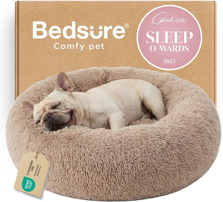 Bedsure Calming Dog Bed Medium Size Dog Donut Washable Pet Bed,30ins Camel | Amazon (US)