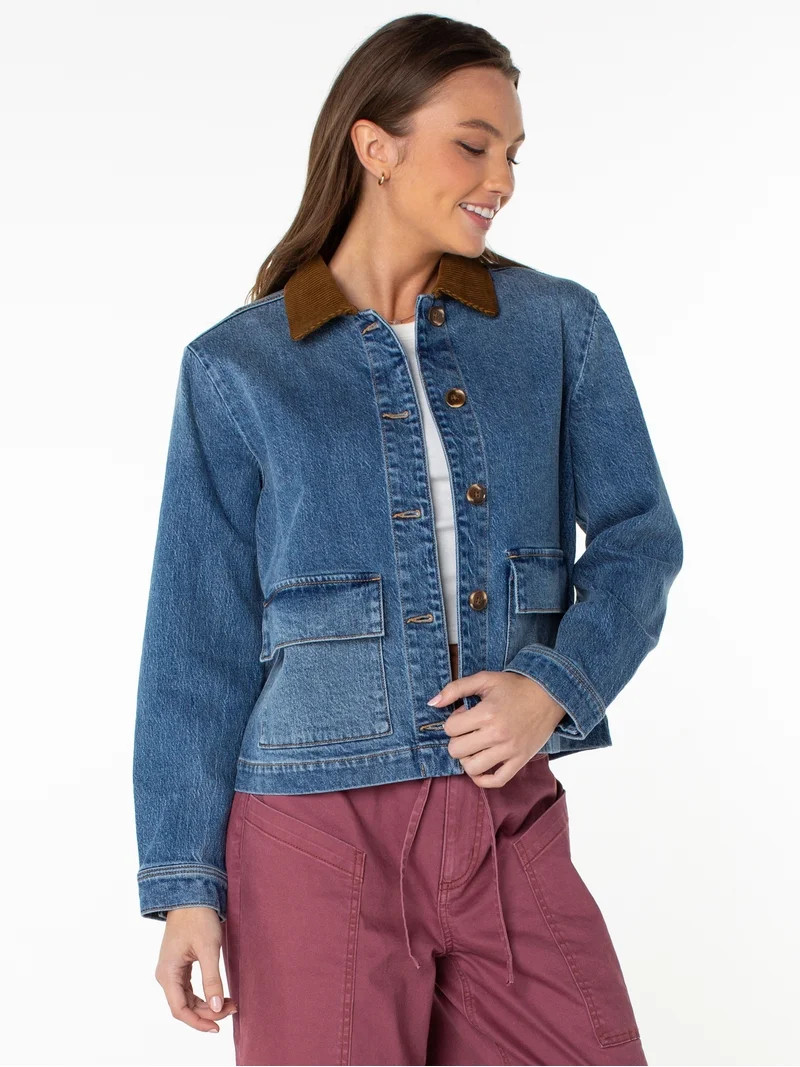 Celebrity Pink Women's and Women's Plus Boxy Barn Jacket, Sizes XS-4X | Walmart (US)