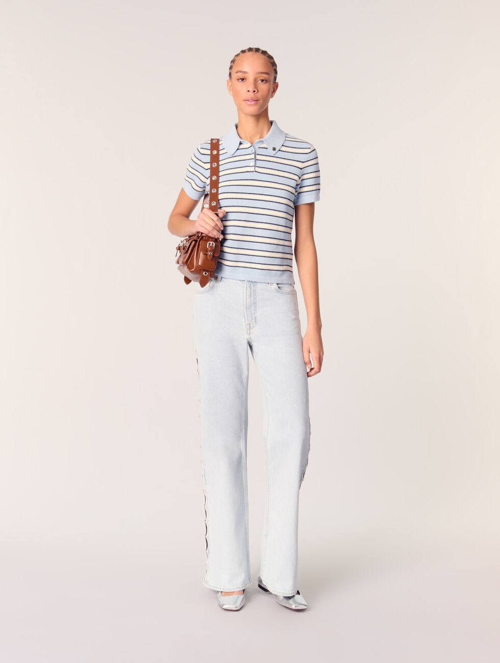 Polo en maille à rayures tricolore pour femme | Maje | Maje EU