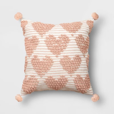 Square Valentine’s Day Hearts Pillow Cream/Blush - Opalhouse™ | Target