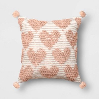 Square Valentine&#8217;s Day Hearts Pillow Cream/Blush - Opalhouse&#8482; | Target