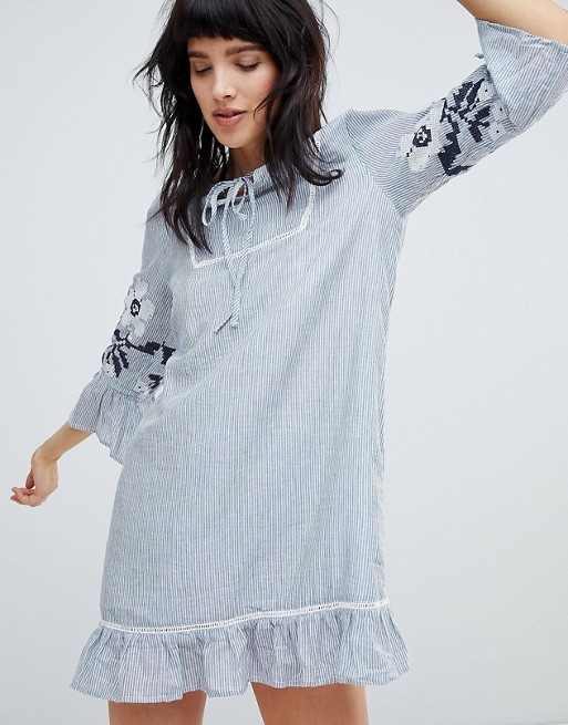 Hazel Floral Embroidered Smock Dress | ASOS US