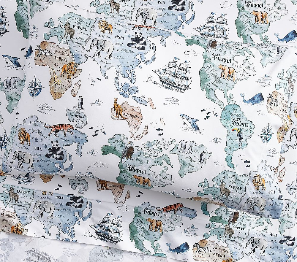 World Map Organic Sheet Set | Pottery Barn Kids