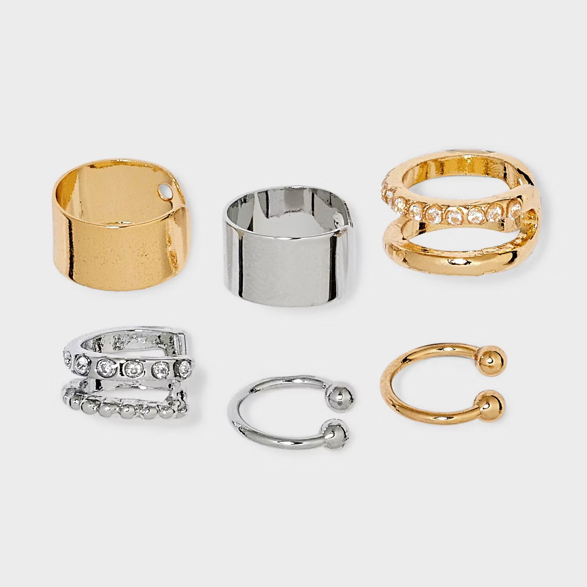 Pave and Smooth Ear Cuff Set 6pc - Wild Fable™ Gold/Silver | Target