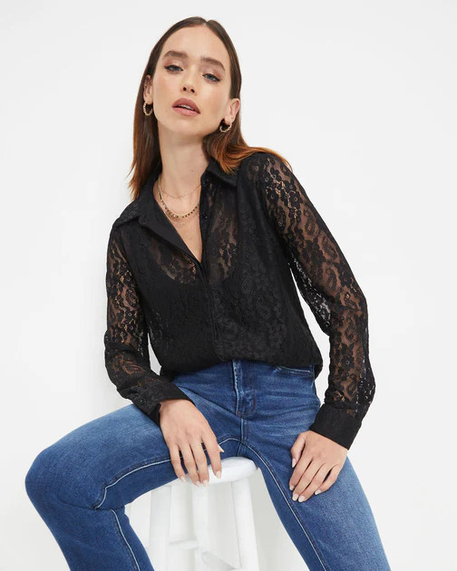 Berenice Lace Button Down Top - Black - FINAL SALE | VICI