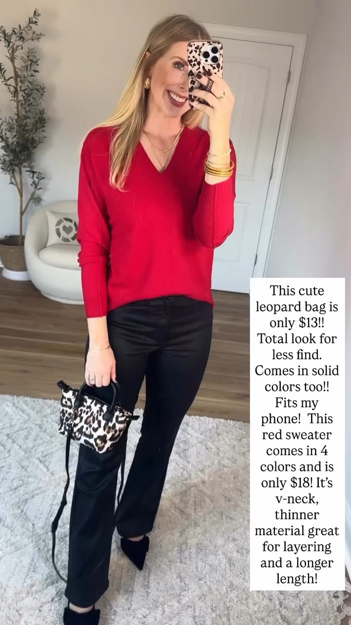 Walmart try on, leopard bag, red v neck sweater 

#LTKStyleTip #LTKFindsUnder50 #LTKHoliday