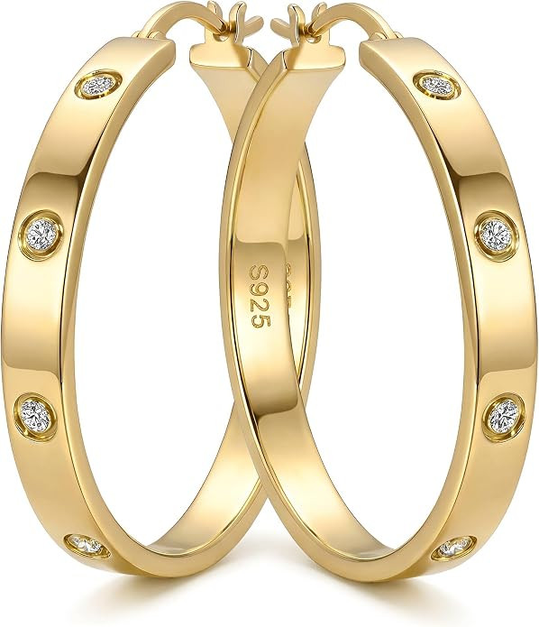 Gold/Silver/Black Hoop Earrings for Women Dainty Rhinestone Hoop Earrings Hypoallergenic Fashion ... | Amazon (US)