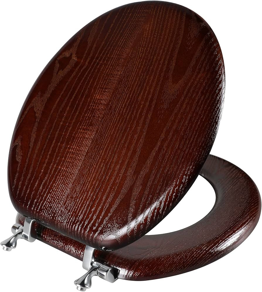 Angel Shield Durable Wood Veneer Natural Toilet Seat Metal Hinged Easy Clean Anti-scratch America... | Amazon (US)