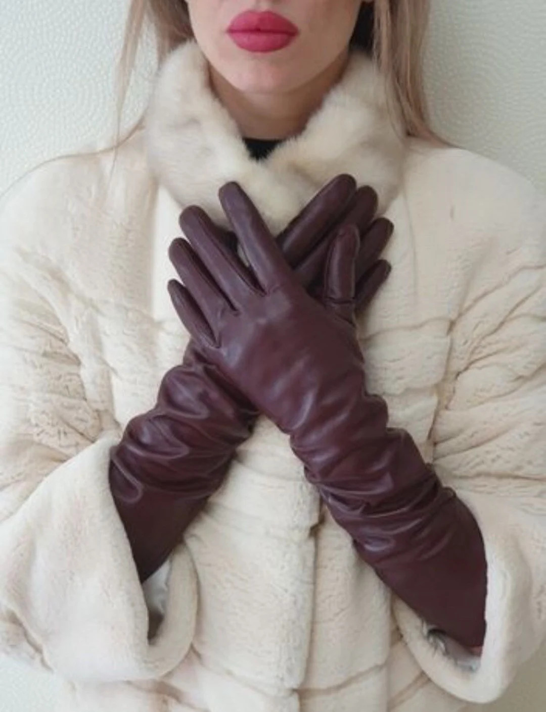 Burgundy Leather Touch Screen Gloves: Long Evening Gloves - Etsy | Etsy (US)
