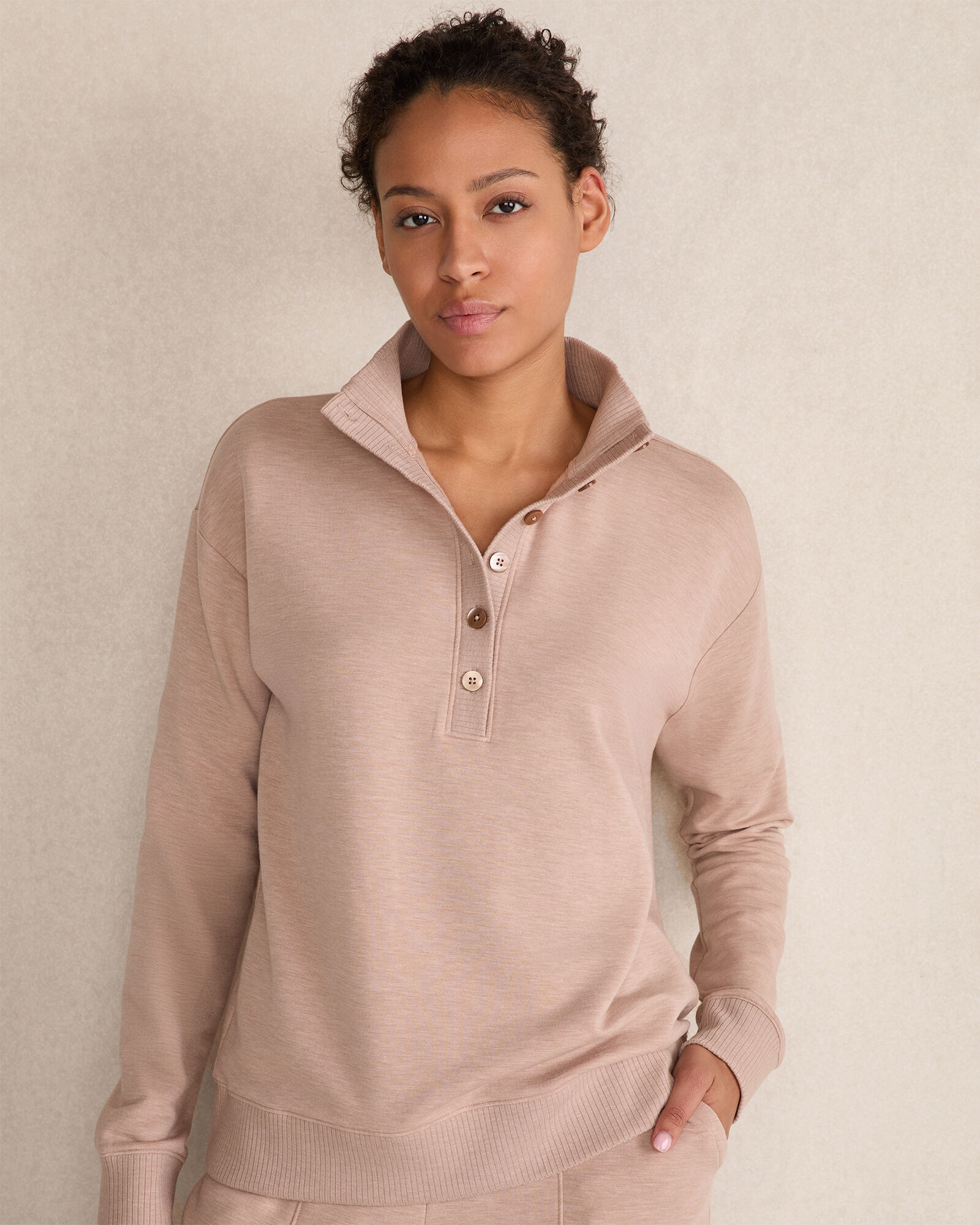 Fleece Johnny Collar Henley | Haven Well Within