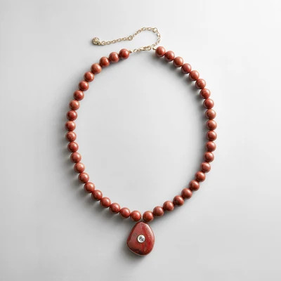 Jamie Semi-Precious Beaded Necklace - Red Jasper/Red Jasper | BaubleBar
