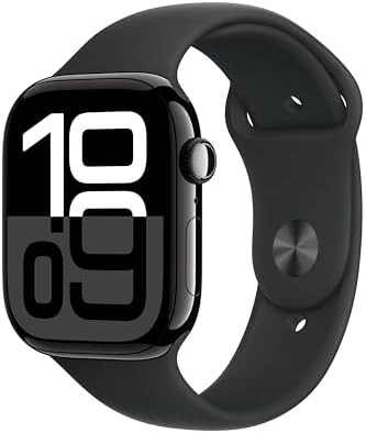Apple Watch Series 10 [GPS 46mm case] Smartwatch with Jet Black Aluminum Case with Black Sport Ba... | Amazon (US)