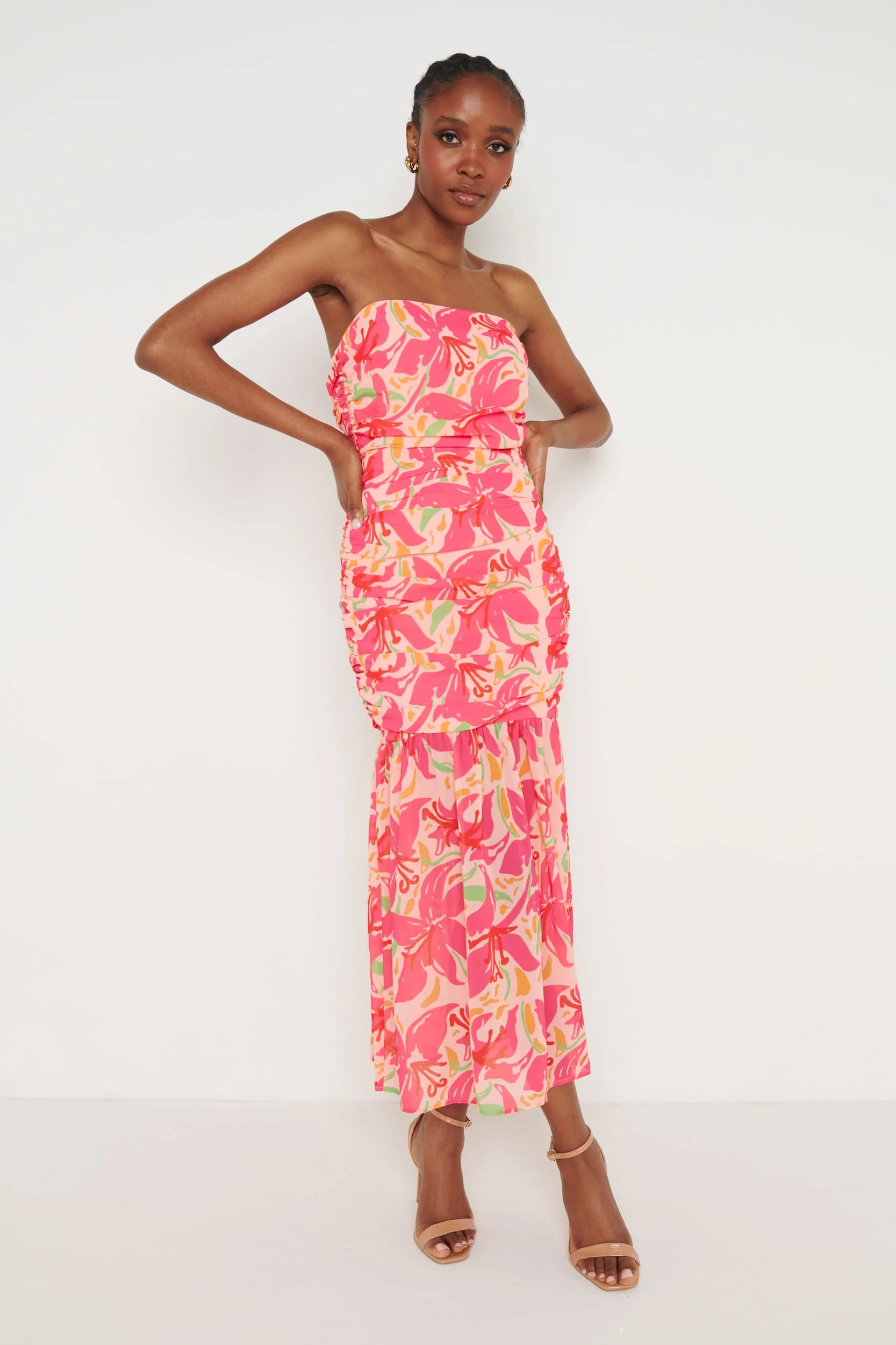 Marlee Floaty Hem Midaxi Dress - Pink Lily | Pretty Lavish (UK)