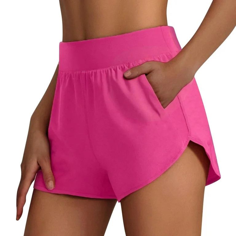 Shorts Atléticos 2 en 1 de Cintura Alta para Mujer Simua / Shorts de Yoga de Running Color Rosa ... | Walmart (US)