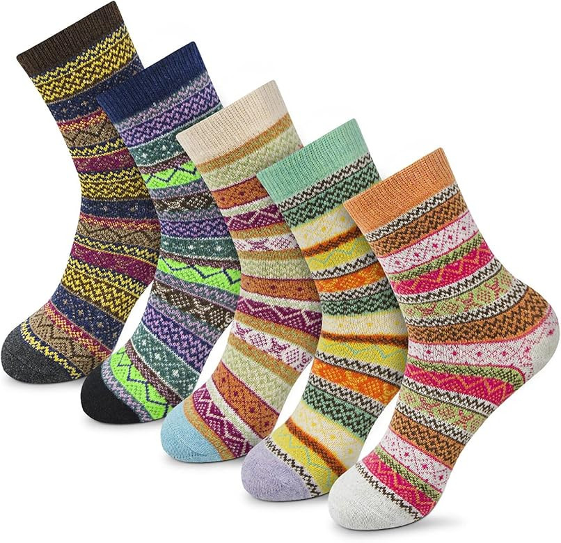 MORECOO Womens Socks Winter - Christmas Gifts & Stocking Stuffers for Women - Thick Wool Soft War... | Amazon (US)