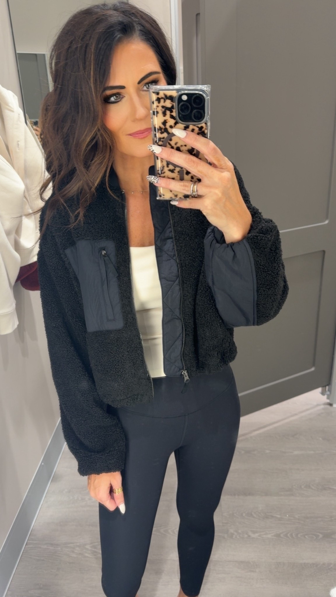 Black fleece bomber jacket
I’m in an XS
Love the cropped fit on this jacket
Crop jacket
Mom life
Athleisure


#LTKSeasonal #LTKFindsUnder50 #LTKActive