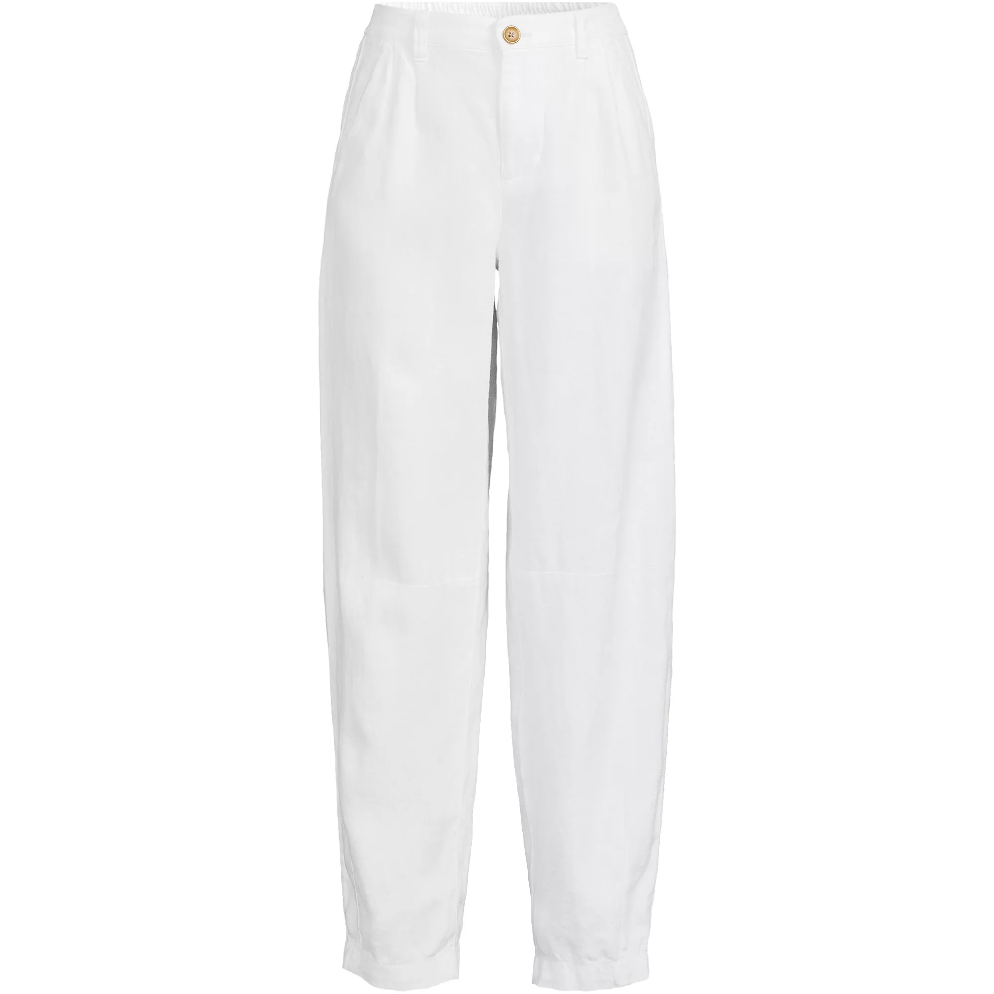 Women's Linen High Rise Pleated Barrel Leg Ankle Pants | Lands' End (US)