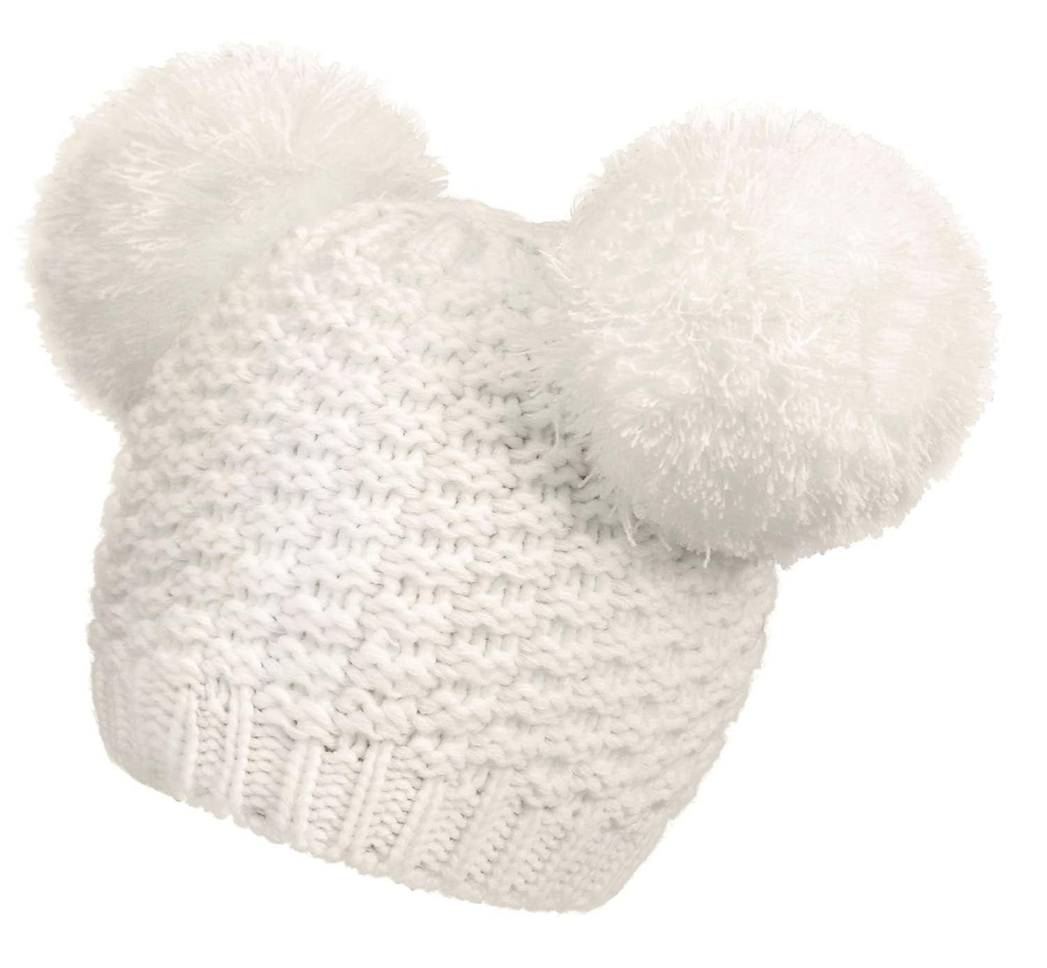 Women's Winter Chunky Knit Beanie Hat with Double Pom Pom Ears | Amazon (US)