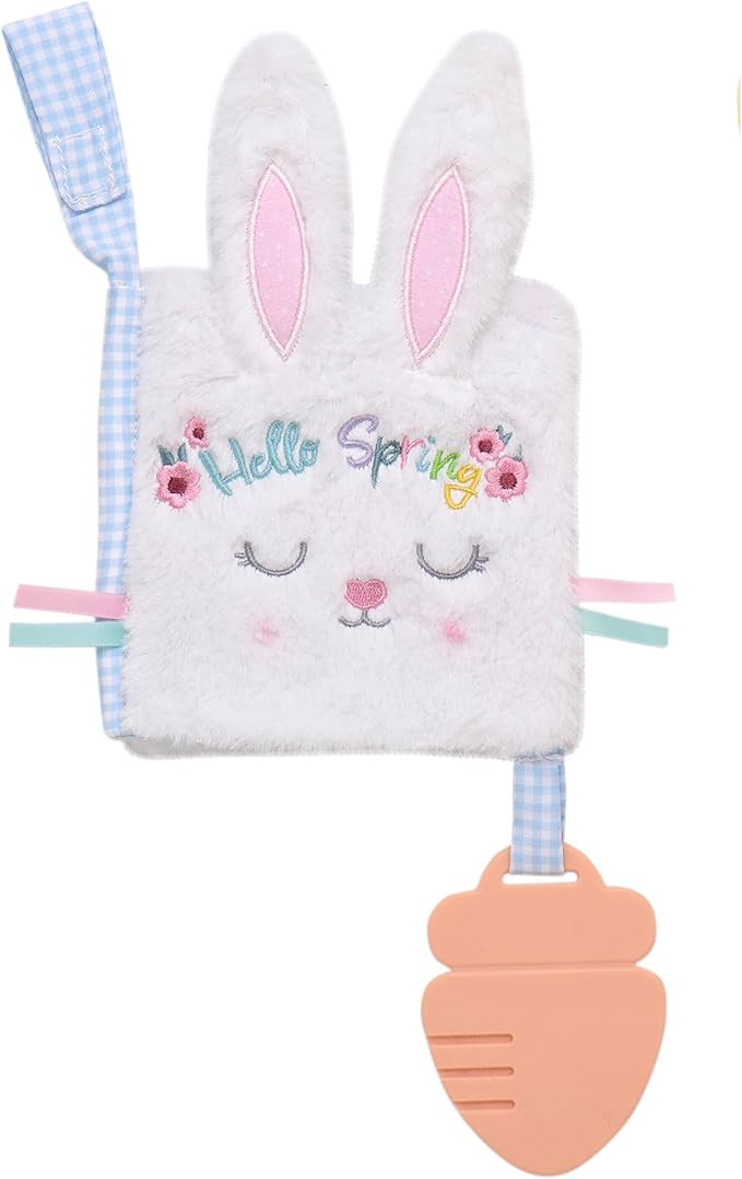 Soft Plush 5 inches Crinkle Activity Book with Teether, Satin Ribbons and Travel Strap, Hello Spr... | Amazon (US)