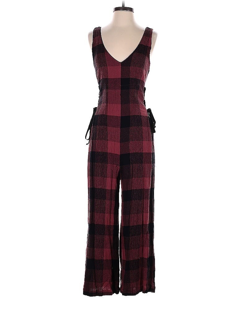 Ett:Twa by Anthropologie Plaid Burgundy Jumpsuit Size 10 - 51% off | ThredUp