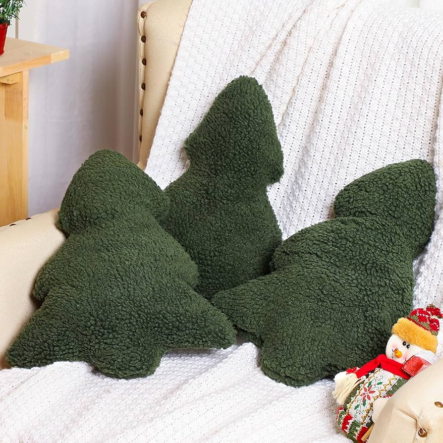 3 Pcs Christmas Tree Throw Pillow 3D Plant Shaped Cushion Christmas Decorative Pillows Plant Shap... | Amazon (US)