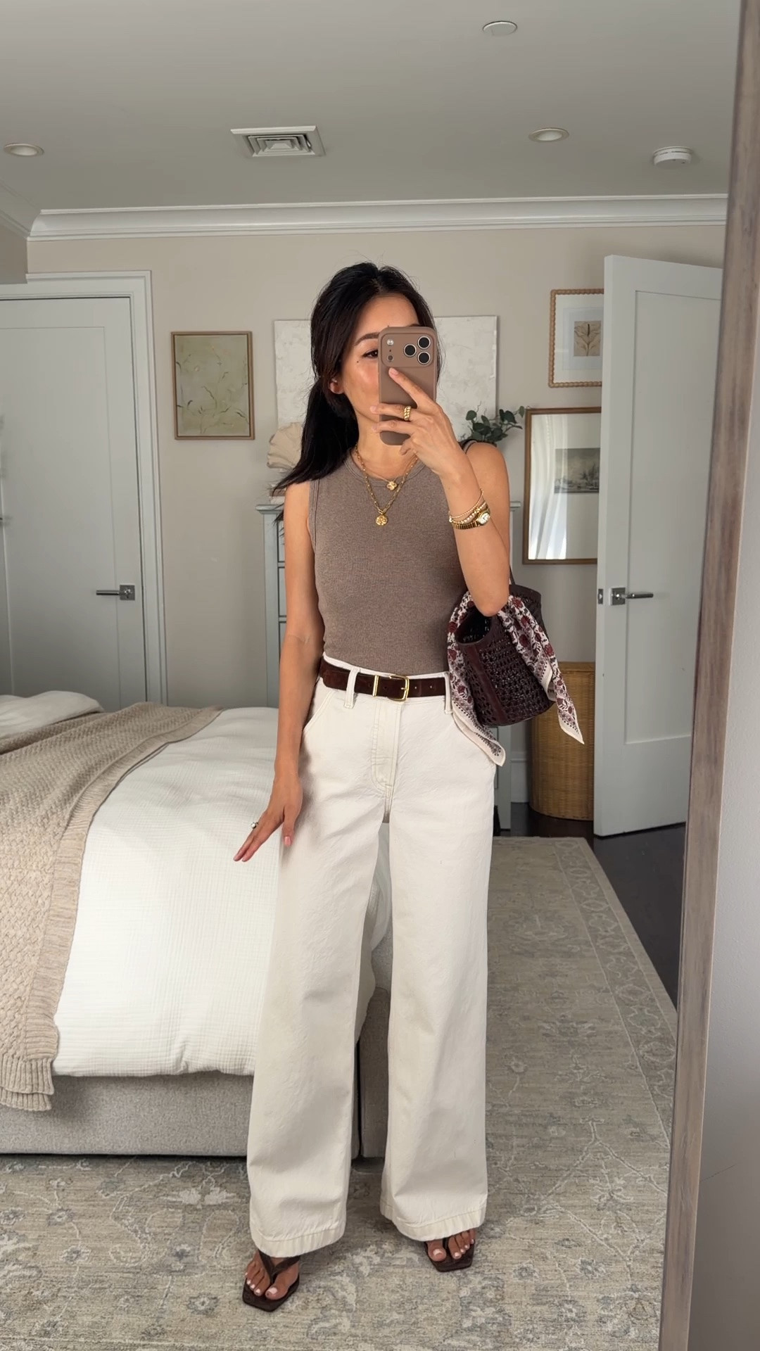 Code AFJEAN is back! Size info below • Abercrombie High Rise Wide Leg  Jean 24 Short, runs bigger at waist, relaxed looser fit 
• Rib tank top XS with built in bra, snug fit, I sized up 
• Madewell tote with cotton bandana 

Petite friendly jeans, smart casual look, summer workwear

#LTKPetite #LTKmomlife #LTKWorkwear
