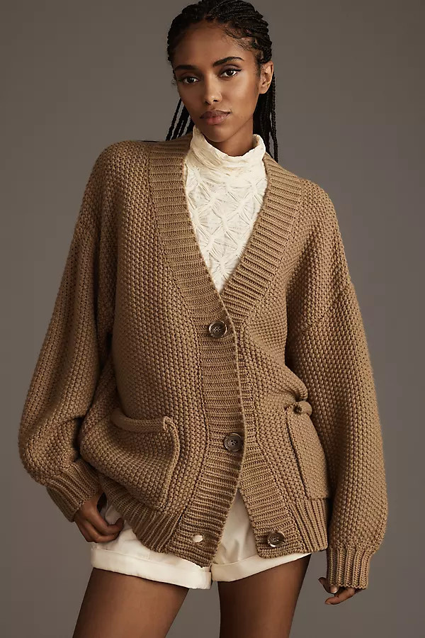 Raga Heather Oversized Cable Cardigan Sweater | Anthropologie (US)