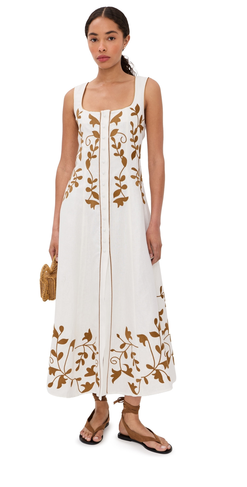 Lug Von Siga Mila Linen Dress Off White/Mustard 34 | Shopbop