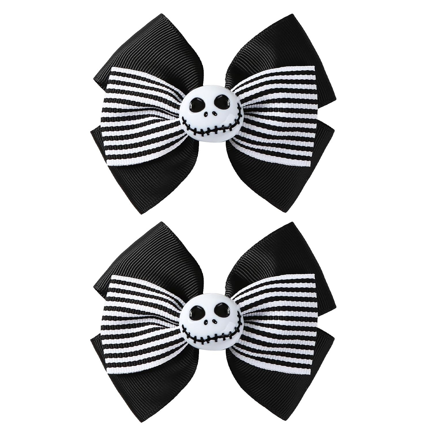 Nuolich 2PC Ghost Skull Hair Bow Clips Black White Stripe Hair Accessories | Amazon (US)