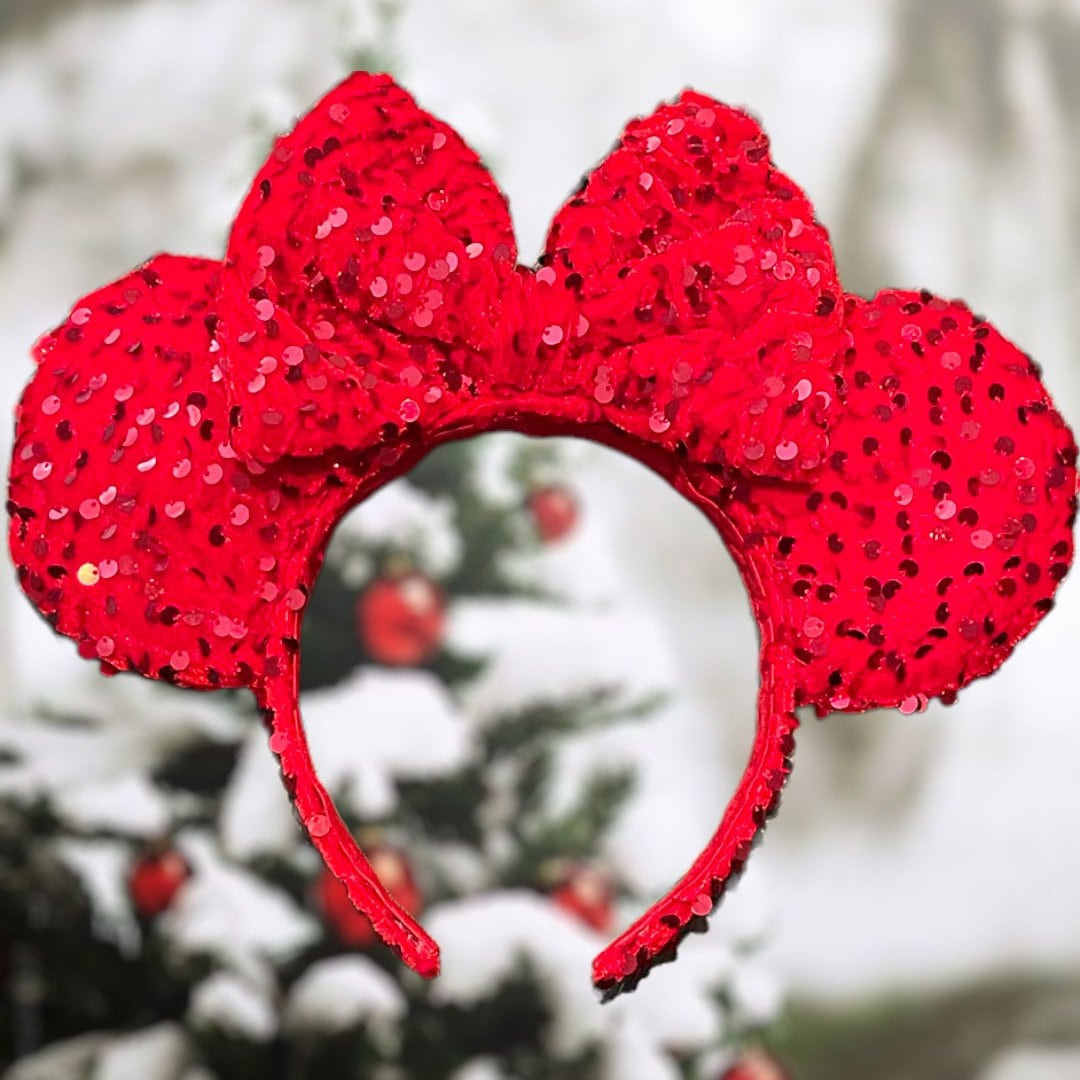 Red Velvet Sequin Minnie Mickey Mouse Ears, Holiday, Christmas, Valentines Day - Etsy | Etsy (US)