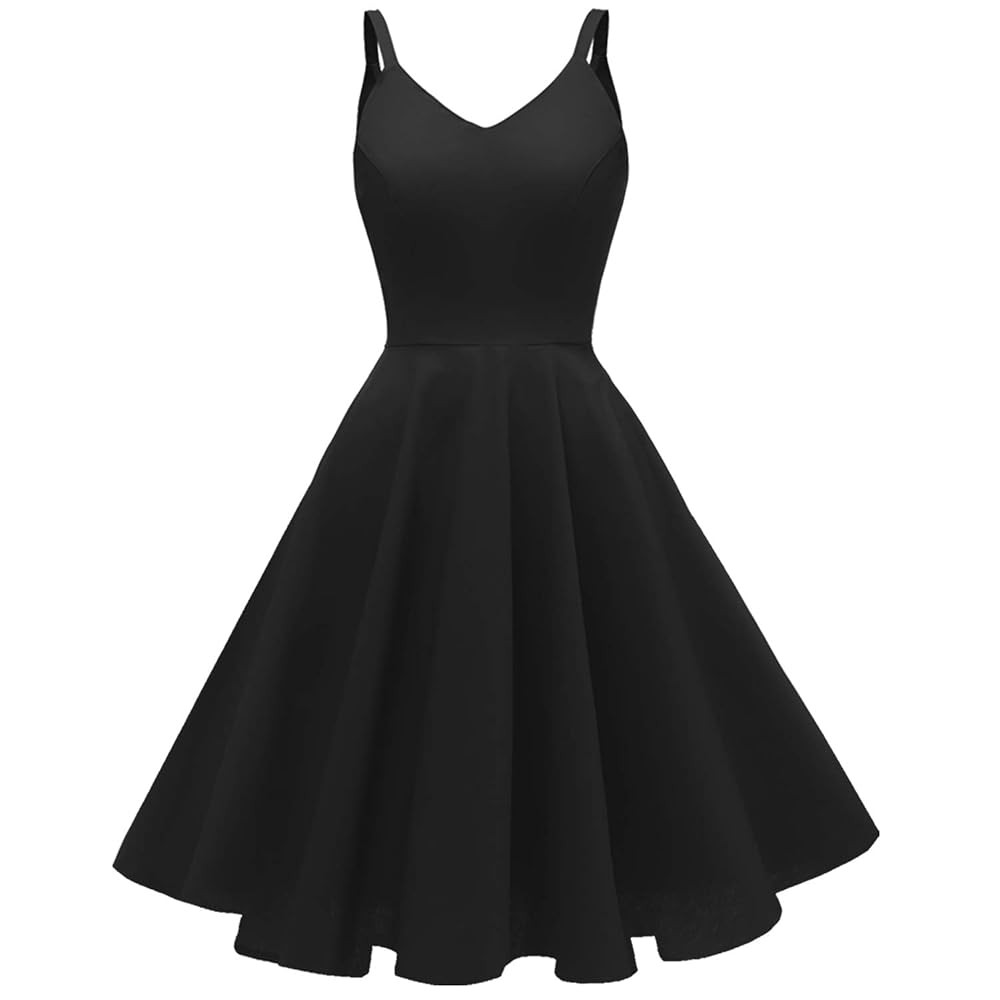 GOOBGS Women's 1950s Retro Vintage Spaghetti Strap Cocktail Swing Dresses with Pockets | Amazon (US)
