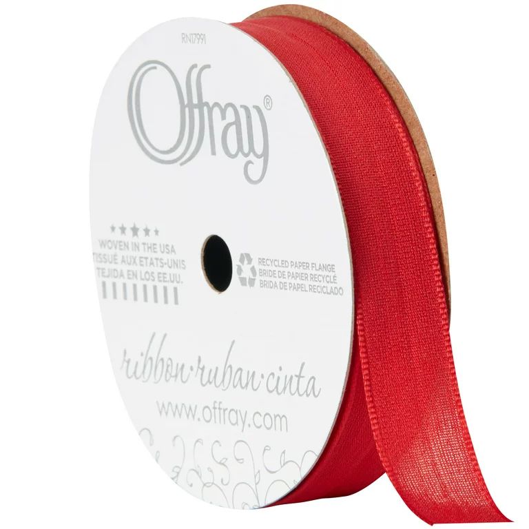 Offray Ribbon, Red 5/8 inch Woven Ribbon, 12 feet - Walmart.com | Walmart (US)