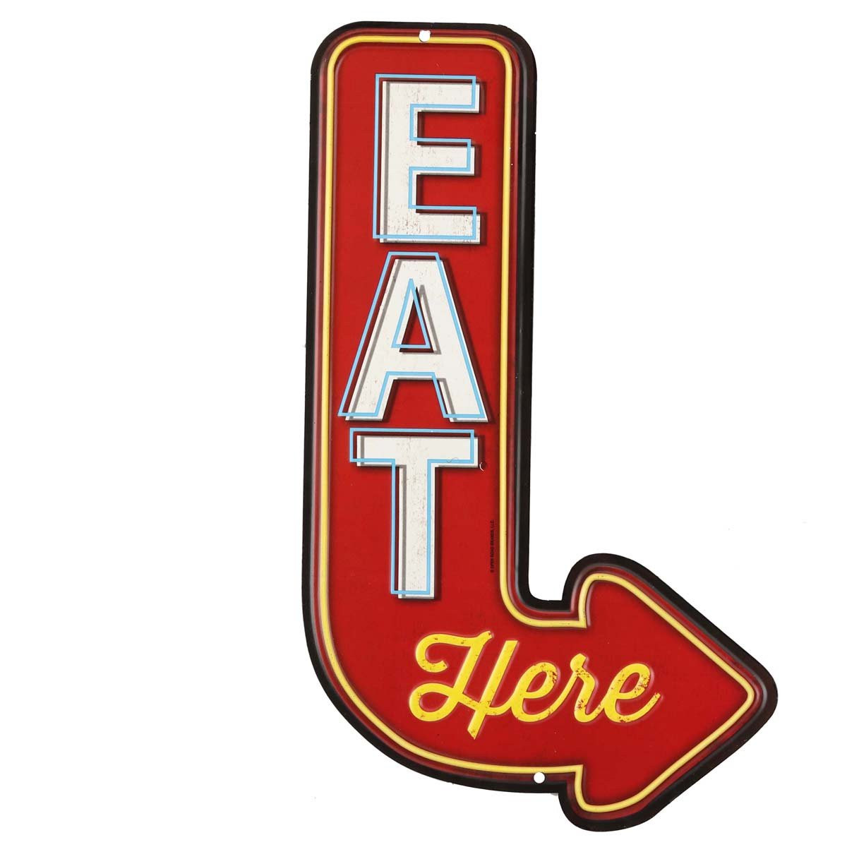 Eat Here Arrow Embossed Metal Sign - Vintage Diner Sign for Kitchen or Man Cave | Amazon (US)