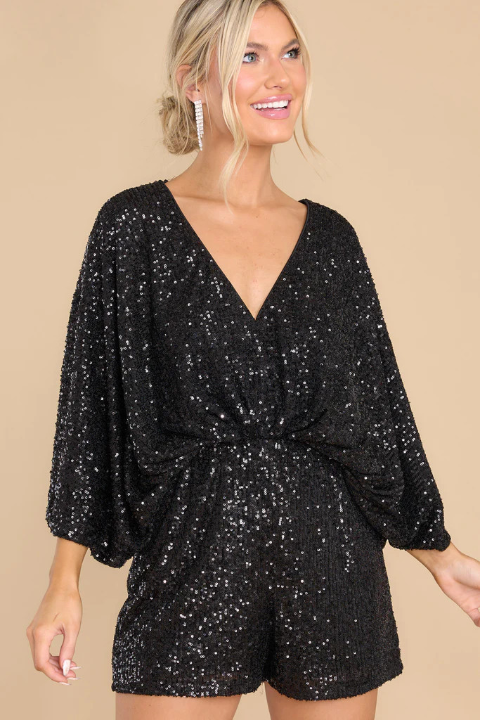 Create Excitement Black Sequin Romper | Red Dress 