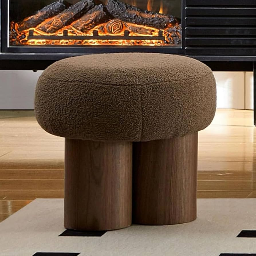 Mushroom Footstool Cute Ottoman Teddy Boucle Footrest Stool Upholstered Small Foot Stool for Livi... | Amazon (US)
