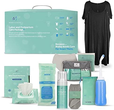 Amazon.com: Postpartum Essentials Kit for Mom (14-Piece) - Includes Labor and Delivery Gown, Peri Bo | Amazon (US)