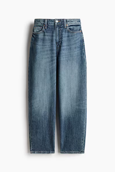 H & M - High Rise Barrel Leg Jeans - Blue | H&M (US + CA)