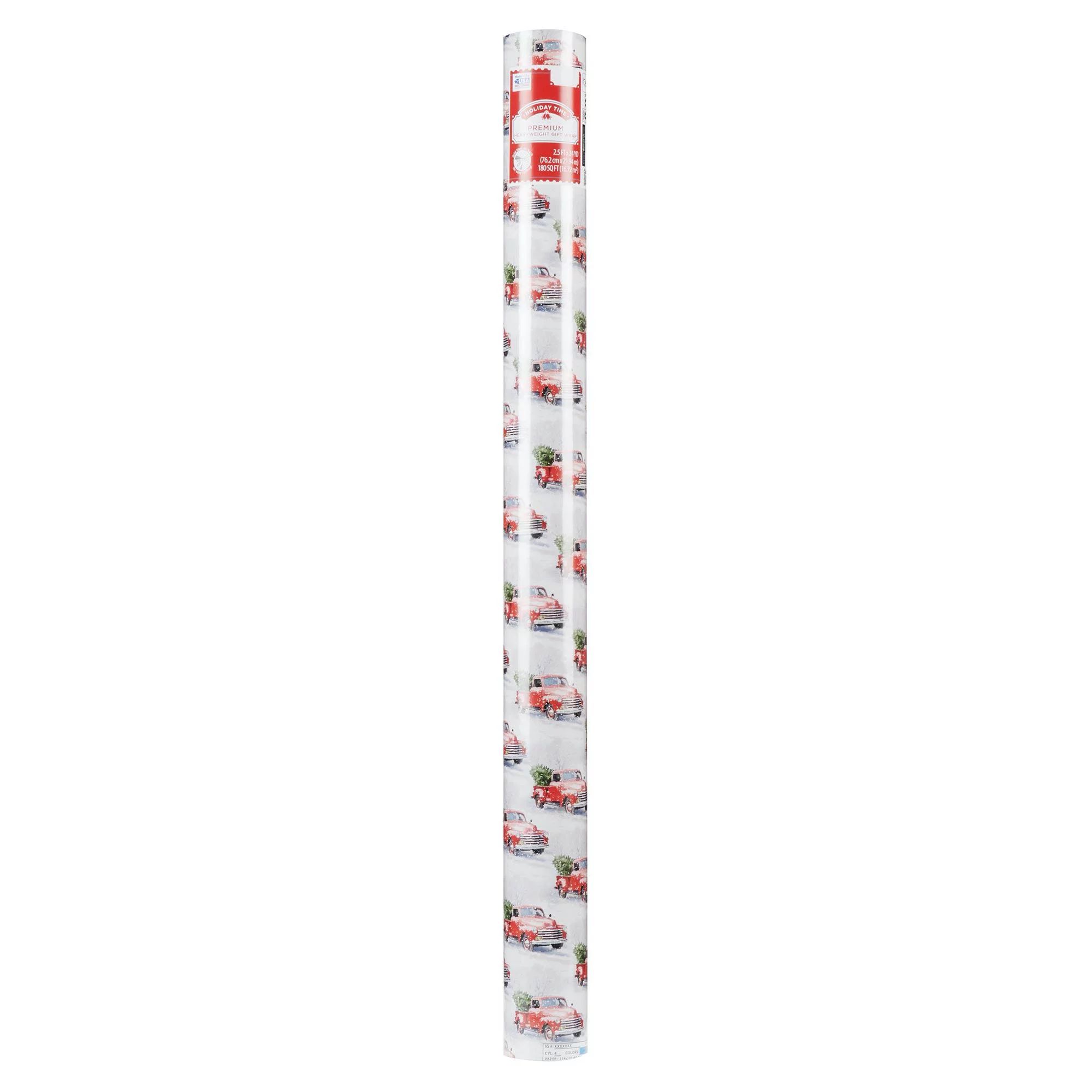 Holiday Time Premium Heavyweight Gift Wrap, Red Truck | Walmart (US)