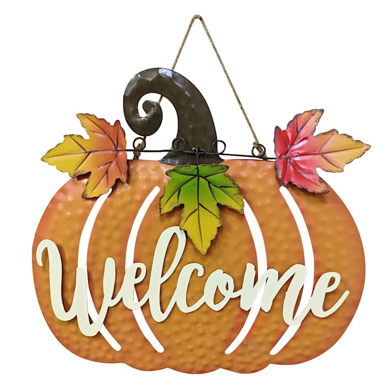 Metal Welcome Pumpkin Sign, 12" | At Home