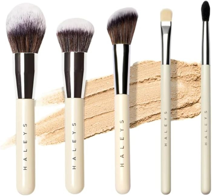 HALEYS Beauty 5-Piece Makeup Brush Set, For Streak Free Application of Liquid, Cream or Powder, S... | Amazon (US)