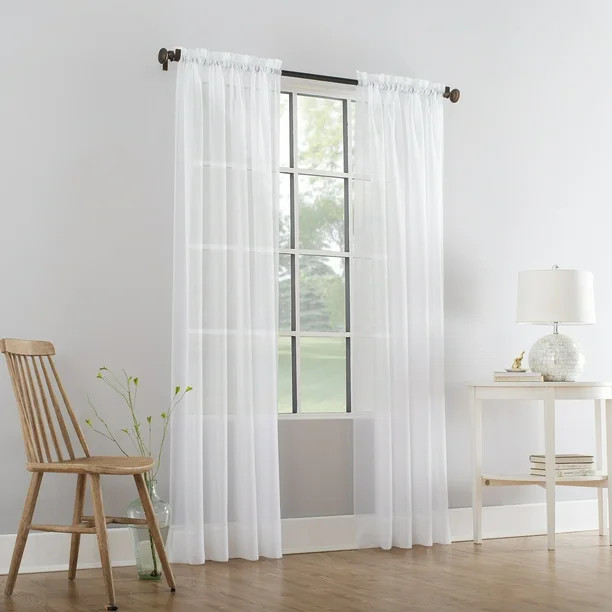 Mainstays Marjorie Sheer Voile Curtain, Single Panel, 59"w x 84"l, White - Walmart.com | Walmart (US)
