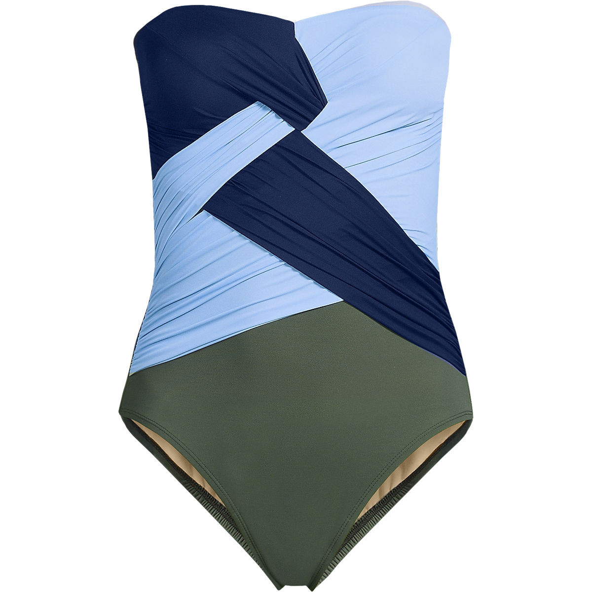 Women's SlenderSuit Wrap Bandeau One Piece Swimsuit | Lands' End (US)