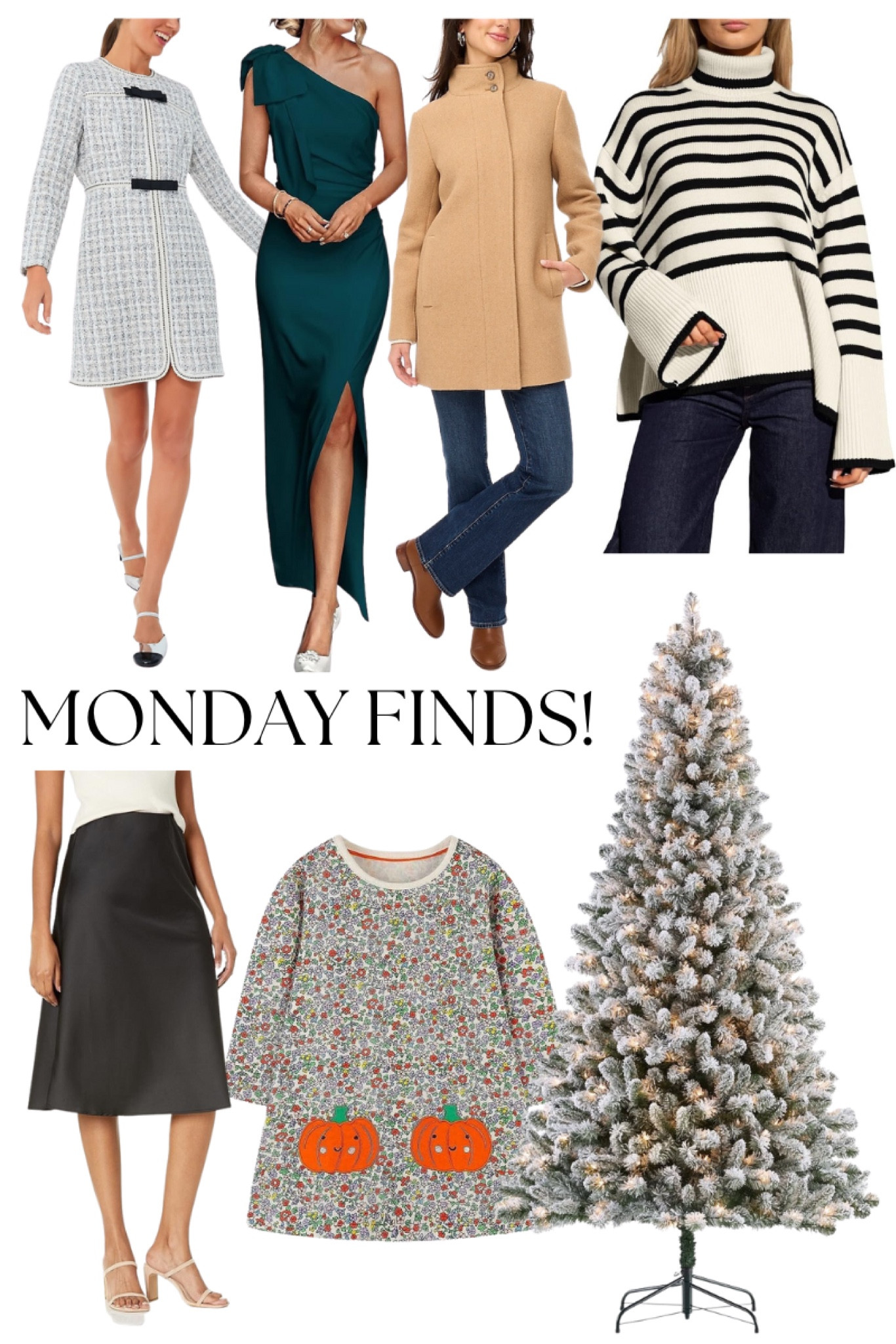 MONDAY FINDS! Holiday & gala dresses, Jcrew factory city coat on sale, striped turtleneck, slip skirt, Halloween dress for girls and the best Walmart Christmas tree is back at 7.5 ft! 

#LTKhome #LTKHoliday #LTKHalloween