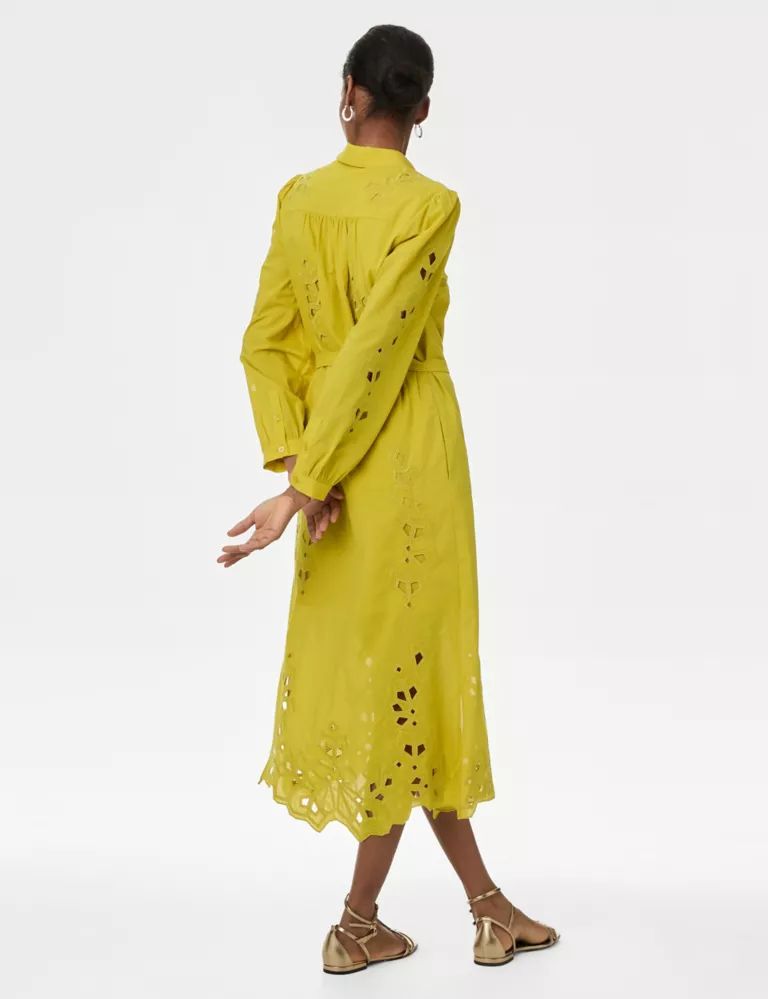 Pure Cotton Embroidered Midaxi Shirt Dress | Marks & Spencer (UK)