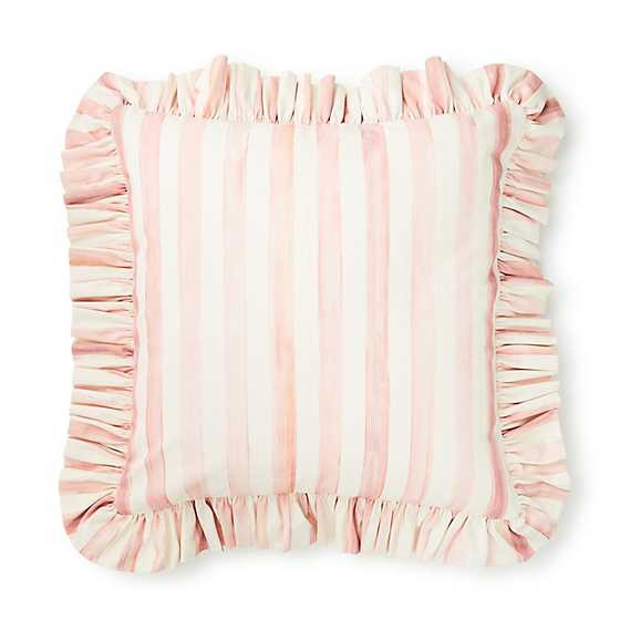 Rosy Stripe Ruffle Throw Pillow | MacKenzie-Childs