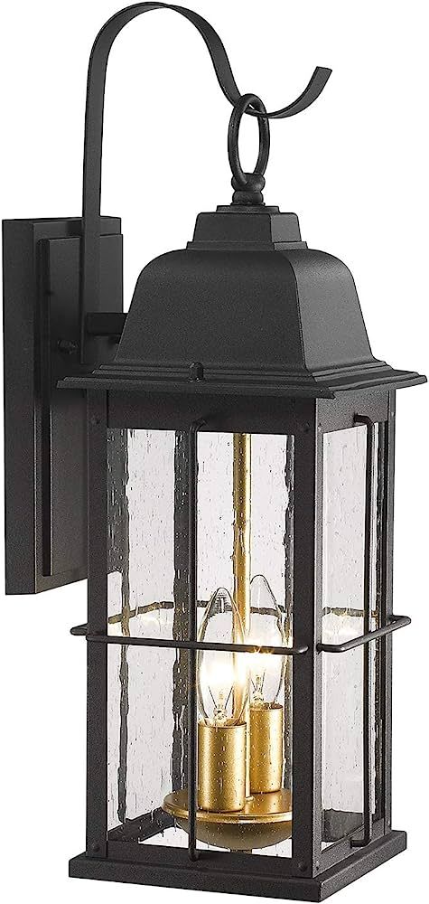 zeyu Exterior Porch Light Fixtures, 17 inch Outdoor Wall Sconce for House in Black and Gold Finis... | Amazon (US)